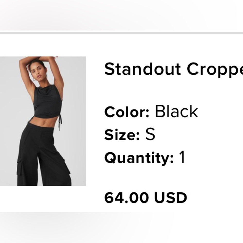 Alo Black Cropped Tank Top